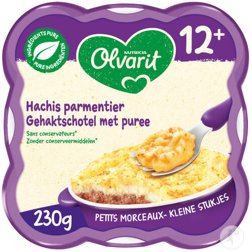 Olvarit Mahlzeitenteller Baby 12+ Monate Hackfleischgericht Mit Püree 230g