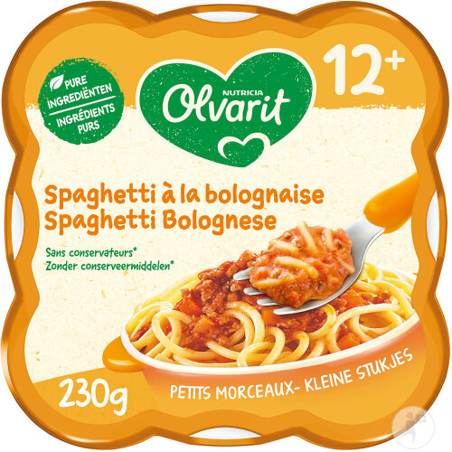 Olvarit Mahlzeitenteller Baby 12+ Monate Spaghetti Bolognese 230g