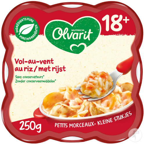 Olvarit Mahlzeitenteller Baby 18+ Monate Vol Au Vent Mit Reis 250g