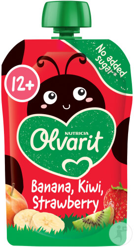 Olvarit Quetschbeutel Baby 12+ Monate Banane Kiwi Erdbeere 100g