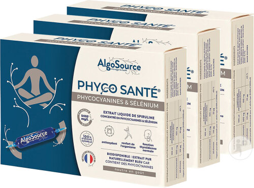 Pack Van 3 Algosource Phyco Santé Spirulysat Natürliches Bioaktives Nutraceutikum Ampullen 20x10ml