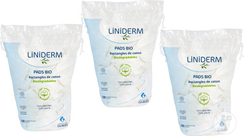 Pack Van 3 Gilbert Organic Wattepads 8x10cm Beutel 180 Stück