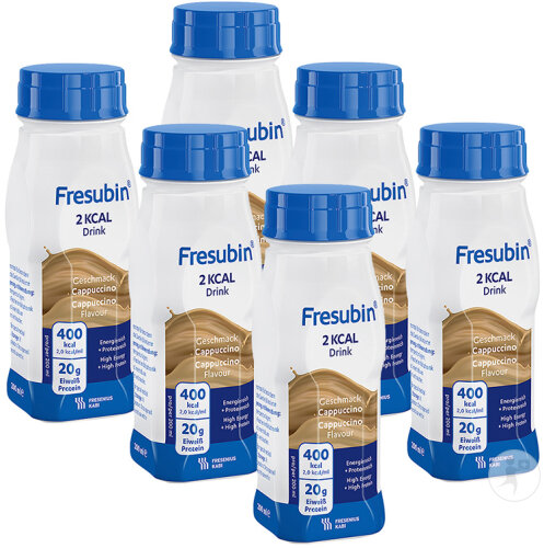 Pack Von 6 Fresubin 2 Kcal Drink Cappuccino Trinkflaschen 6x4x200ml