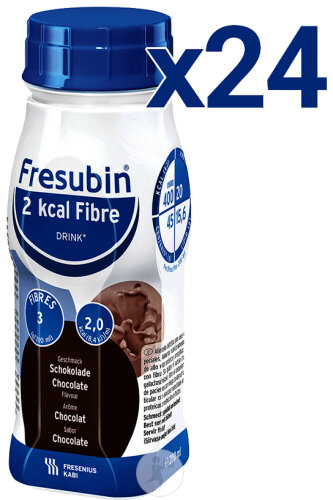 Pack Von 6 Fresubin 2 Kcal Fibre Drink Schokolade Trinkflaschen 6x4x200ml