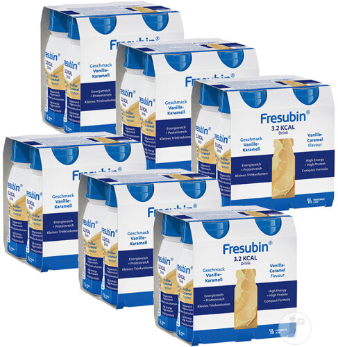 Pack Von 6 Fresubin 3,2 Kcal Drink Vanille-Karamell Trinkflaschen 6x4x125ml