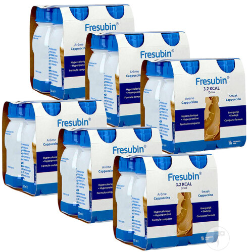 Pack Von 6 Fresubin 3,2 Kcal Getränk Geschmack Cappuccino Flaschen 6x4x125ml