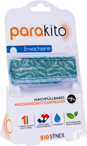 Parakito Mückenschutzarmband Nachfüllbar Erwachsene Jungle 1 Stück