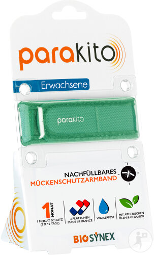Parakito Mückenschutzarmband Nachfüllbar Erwachsene Khaki 1 Stück