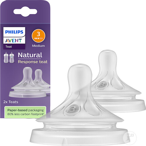 Philips Avent Natural Response Sauger Flow 3 +1 Monat Nahrungsflussrate 3 (SCY963/02) 2 Stück