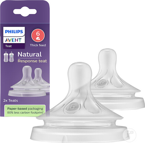 Philips Avent Natural Response Sauger Flow 6 Dickflüssig +6 Monate Flussrate 6 (SCY966/02) 2 Stück