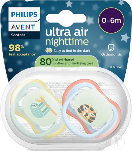 Philips Avent Schnuller +0m Air Faultier/Löwe 2 Stück