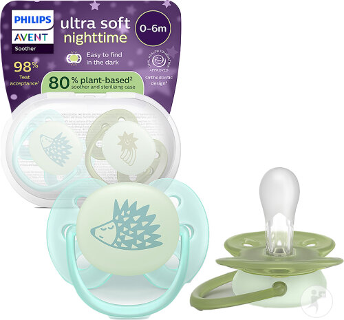 Philips Avent Schnuller +0m Soft Night Grün/Kaki 2 Stück
