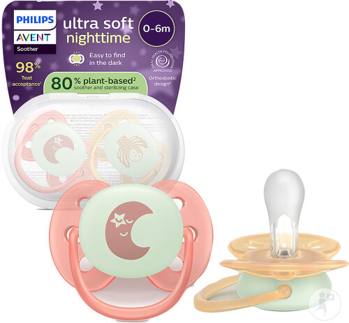 Philips Avent Schnuller +0m Soft Night Terracotta/Pfirsich 2 Stück