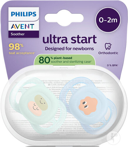 Philips Avent Schnuller +0m Start Grün/Blau Motiv 2 Stück