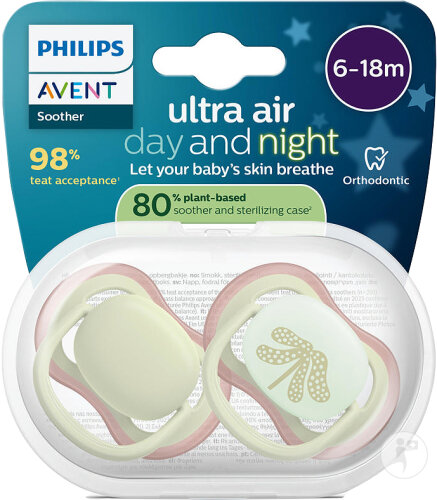 Philips Avent Schnuller +6m Air Nacht/Tag 2 Stück