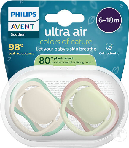 Philips Avent Schnuller +6m Air Oliv/Beige 2 Stück