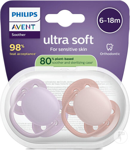 Philips Avent Schnuller +6m Soft Rosa/Flieder 2 Stück