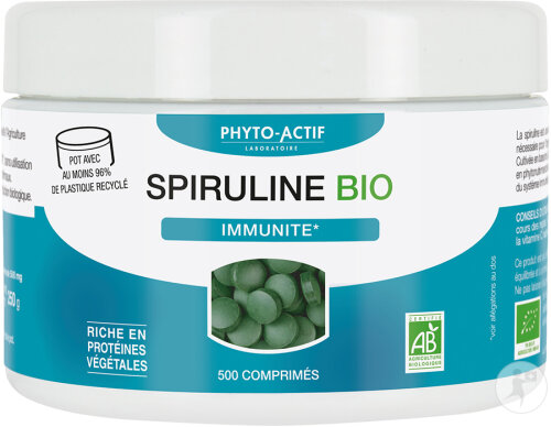 Phyto-Actif Spirulina Bio Immunität Tiegel 500 Tabletten