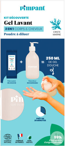 Pimpant Entdeckerset Duschgel 2in1 Mann Meeresfenchel Pulver Zum Verdünnen 25g + 1 Flasche