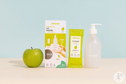 Pimpant Entdeckerset Duschgel Grüner Apfel Pulver Zum Verdünnen 25g + 1 Wiederbefüllbare Flasche-2