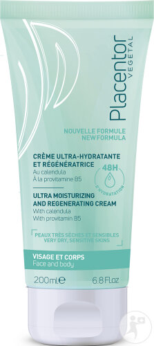 Placentor Vegetal Ultra-Feuchtigkeitsspendende & Regenerierende Creme Sehr Trockene Haut Tube 200ml