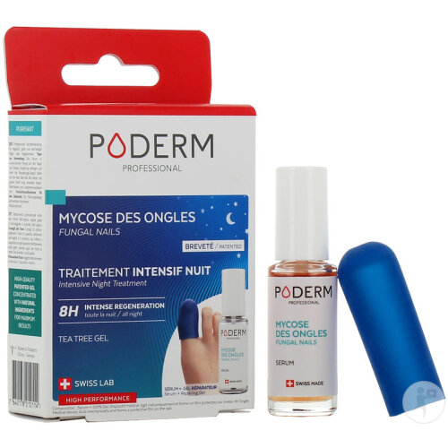 Poderm Kit Pilz Nachtpflege Reinigungsserum 8ml + 1 Reparierende Gel-Kappe-2