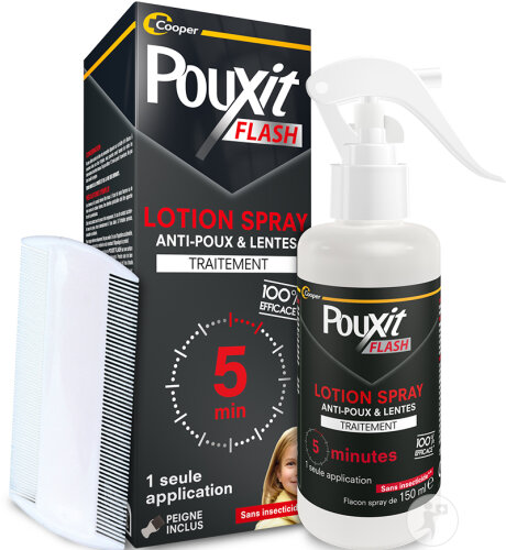 Pouxit Flash Behandlung Gegen Läuse Und Nissen 150ml + Kamm 1 Stück