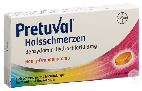 Pretuval Halsschmerzen Lutschtabletten Honig-Orange 16 Stück
