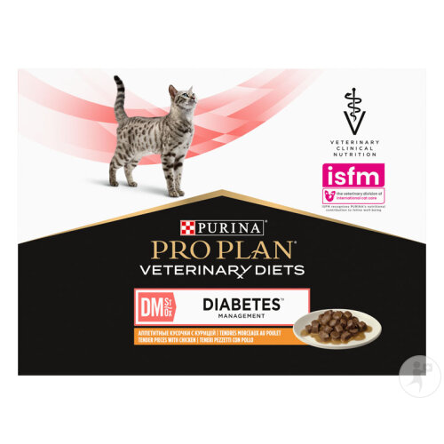 Pro Plan Veterinary Diets DM Diabetes Management Nassfutter Für Katzen Huhn 10x85g-2