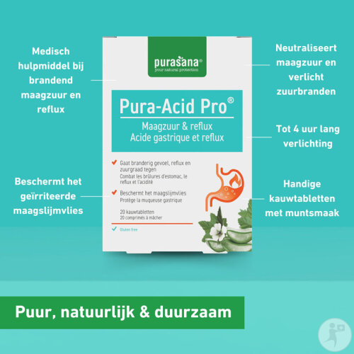 Purasana Pura-Acid Pro Sodbrennen Und Reflux 20 Kautabletten-3