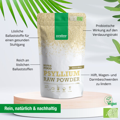 Purasana Super Food Flohsamen Pulver Bio Beutel 200g-4