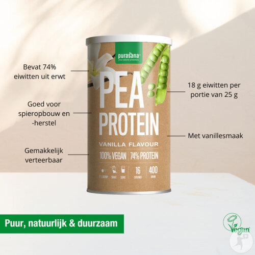 Purasana Vegan Erbsenprotein 74% Vanille 400g-2