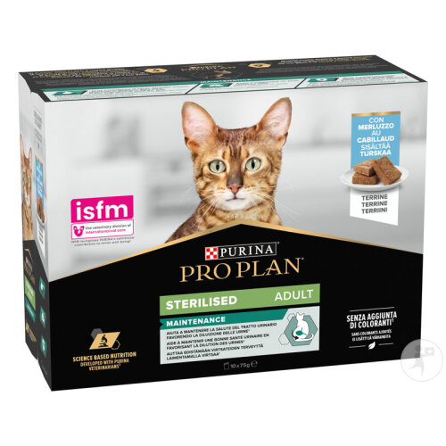 Pro Plan Sterilised Nassfutter Für Sterilisierte Erwachsene Katzen Terrine Mit Kabeljau 10x75g-2