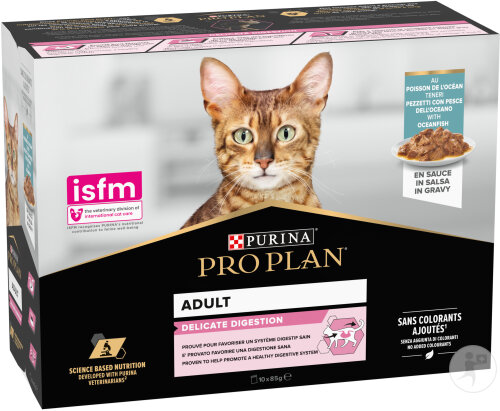 Pro Plan Sensitive Digestion Nassfutter Für Erwachsene Katzen Fisch In Sauce 10x85g