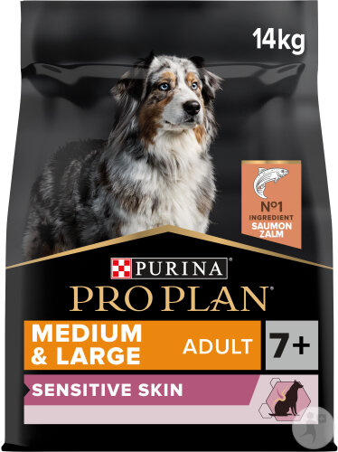 Pro Plan Sensitive Skin Empfindliche Haut Trockenfutter Senioren Hunde 7+ M&L Lachs+Reis 14kg