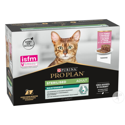 Pro Plan Sterilised Nassfutter Für Sterilisierte Erwachsene Katzen Lachs Und Thunfisch 12x85g-3