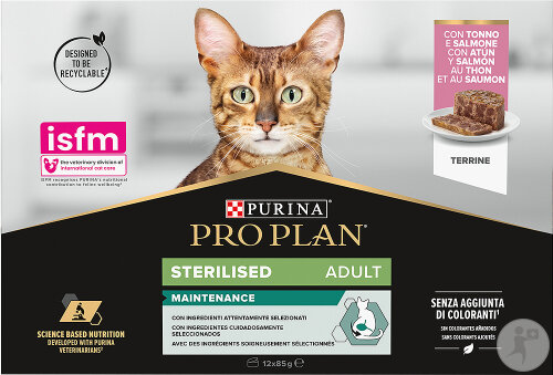 Pro Plan Sterilised Nassfutter Für Sterilisierte Erwachsene Katzen Lachs Und Thunfisch 12x85g