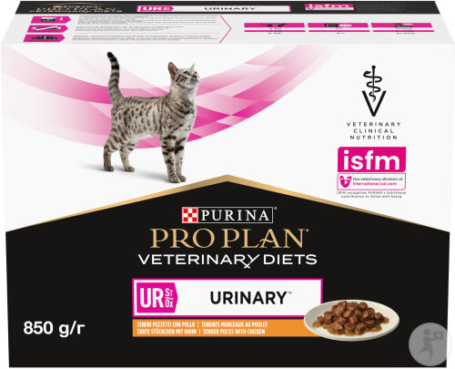 Pro Plan Veterinary Diets UR ST/OX Urinary Nassfutter Für Katzen Zarte Stückchen Mit Huhn 10x85g