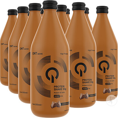 QNT Protein Shake Glasflaschen Schokolade 12x500ml
