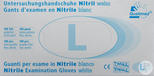 Qualimed Untersuchungshandschuhe Nitril Weiss Große L 100 Stück