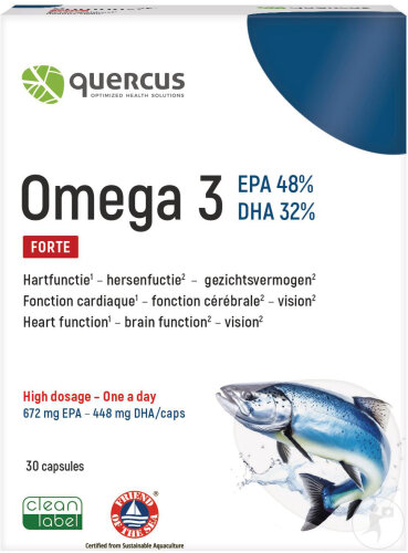 Quercus Omega 3 Forte EPA + DHA Herz- Und Gehirnfunktion 30 Kapseln