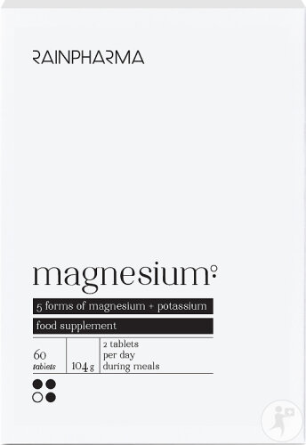 RainPharma Magnesium Premium Nahrungsergänzung Mit Fünf Aktiven Formen + Kalium 60 Tabletten