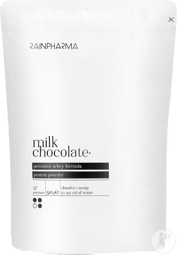 RainPharma Milchschokolade Molkenproteinpulver mit Stevia Optimaler Geschmack 510g
