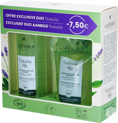 René Furterer Naturia Mildes Mizellen-Shampoo Für Alle Haartypen 400ml + Nachfüllpackung 400ml