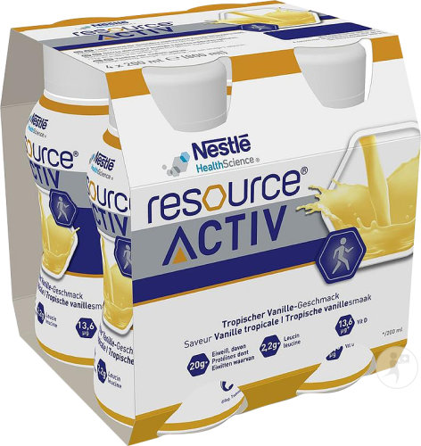Resource Activ Vollständige Medizinische Orale Ernährung Tropischer Vanille-Geschmack 4x200ml