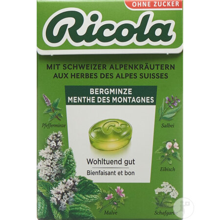 Ricola Bergminze Bonbons Ohne Zucker Mit Stevia Box 50g