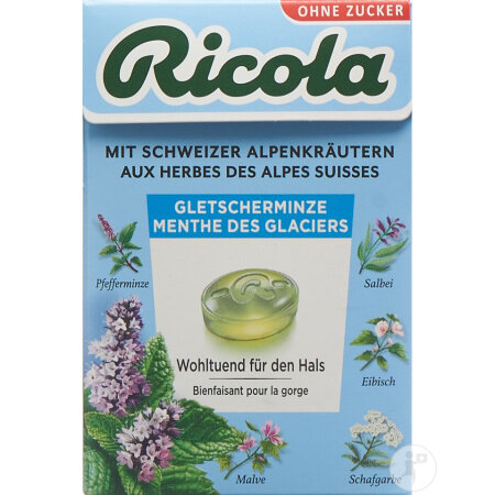 Ricola Gletscherminze Bonbons Ohne Zucker Mit Stevia Box 50g