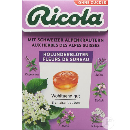 Ricola Holunderblüten Bonbons Ohne Zucker Mit Stevia Box 50g