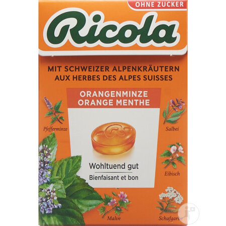 Ricola Orangen-Minze Bonbons Ohne Zucker Mit Stevia Box 50g