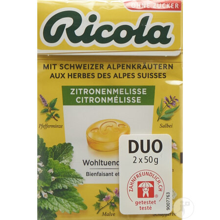Ricola Zitronenmelisse Bonbons Ohne Zucker Mit Stevia 2x50g